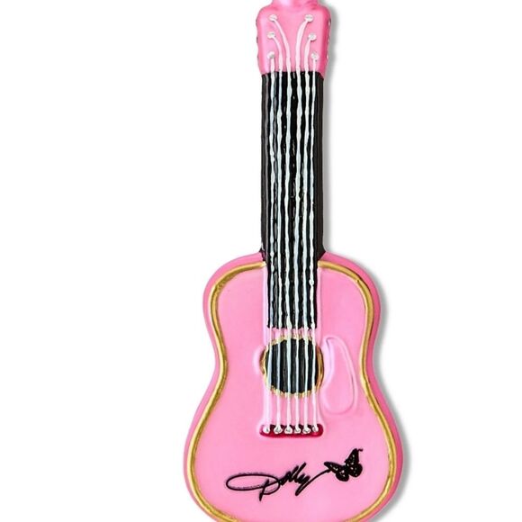 Dolly Parton Pink Guitar Glass Christmas Ornament - Picture 4 of 8